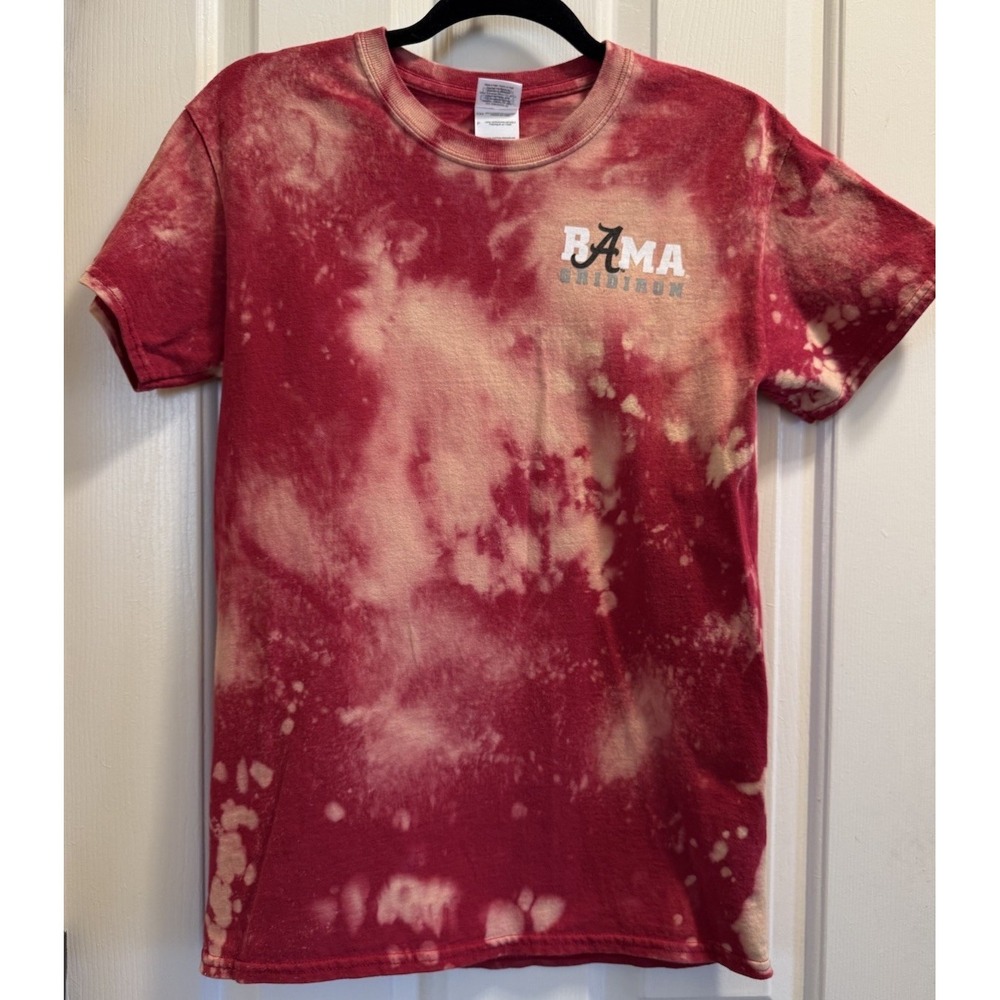 Alabama Crimson Tide Tie Dye Logo‎ Crewneck T Shirt Small Red, Bama Gridiron,Wmn